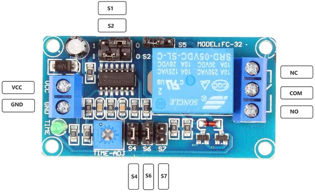 Alt view image 2 of 7 - Cycle Time Delay Switch Relay Module Delay Circuit Module 0.1-3700 Seconds Time Adjustable Suitable for Automation Equipment Control PLC Control (5V)
