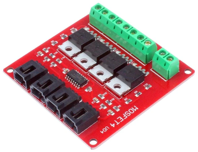 Alt view image 3 of 6 - 4-Channel MOSFET Switch Module IRF540 Isolated Power Module (4-Channel, Red)