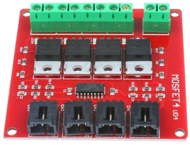 Alt view image 2 of 6 - 4-Channel MOSFET Switch Module IRF540 Isolated Power Module (4-Channel, Red)