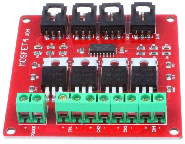 Alt view image 5 of 6 - 4-Channel MOSFET Switch Module IRF540 Isolated Power Module (4-Channel, Red)