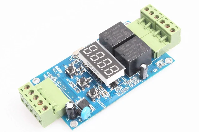 Alt view image 2 of 6 - 2-Channel Programmable Time Relay Module Dual Relays Triggered in Turn or Individually 2-Channel 0-99.9V Voltage Detection Control Board Cyclic Timing On Off (24V)