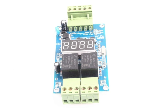 Alt view image 4 of 6 - 2-Channel Programmable Time Relay Module Dual Relays Triggered in Turn or Individually 2-Channel 0-99.9V Voltage Detection Control Board Cyclic Timing On Off (24V)