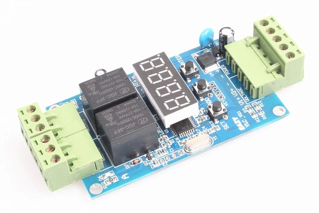 Alt view image 5 of 6 - 2-Channel Programmable Time Relay Module Dual Relays Triggered in Turn or Individually 2-Channel 0-99.9V Voltage Detection Control Board Cyclic Timing On Off (24V)
