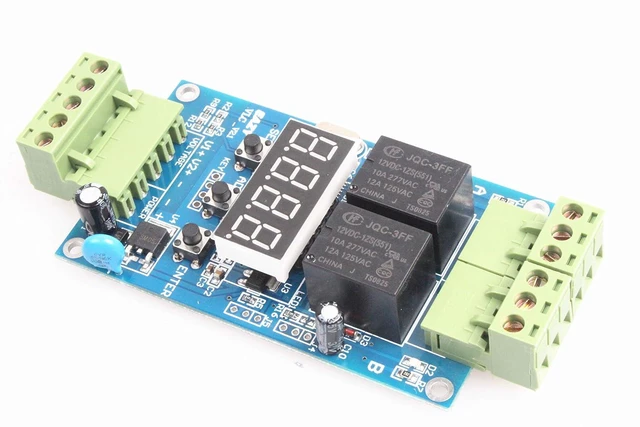 Alt view image 3 of 6 - 2-Channel Programmable Time Relay Module Dual Relays Triggered in Turn or Individually 2-Channel 0-99.9V Voltage Detection Control Board Cyclic Timing On Off (24V)
