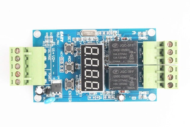 Alt view image 6 of 6 - 2-Channel Programmable Time Relay Module Dual Relays Triggered in Turn or Individually 2-Channel 0-99.9V Voltage Detection Control Board Cyclic Timing On Off (24V)