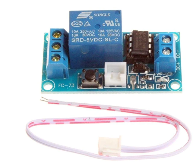 Alt view image 2 of 7 - 1-Channel Self-Locking Relay Module One Button Start-Stop Bistable 10A Load for SCM Control, Household Appliances Control, Industrial Equipment Control (12V)