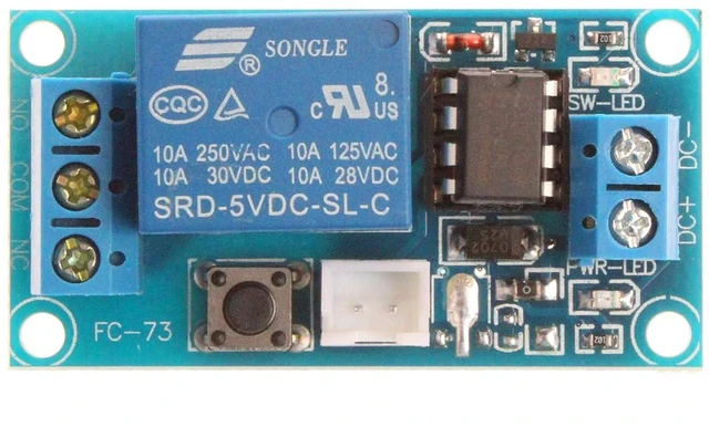 Alt view image 3 of 7 - 1-Channel Self-Locking Relay Module One Button Start-Stop Bistable 10A Load for SCM Control, Household Appliances Control, Industrial Equipment Control (12V)