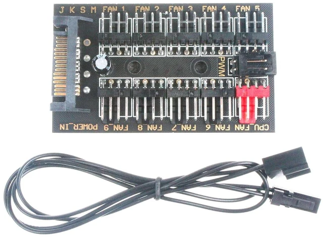 Alt view image 6 of 7 - 10-Channel PC Fan HUB PWM SATA Port Suitable for Motherboard 3Pin 4Pin Fan