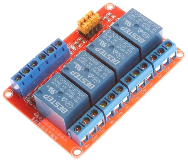 Alt view image 7 of 7 - 4-Channel Relay Module 5V 12V 24V High Low Level Trigger with Optocoupler Isolation Relay Load AC 250V 10A DC 30V 10A (DC 12V, Red)