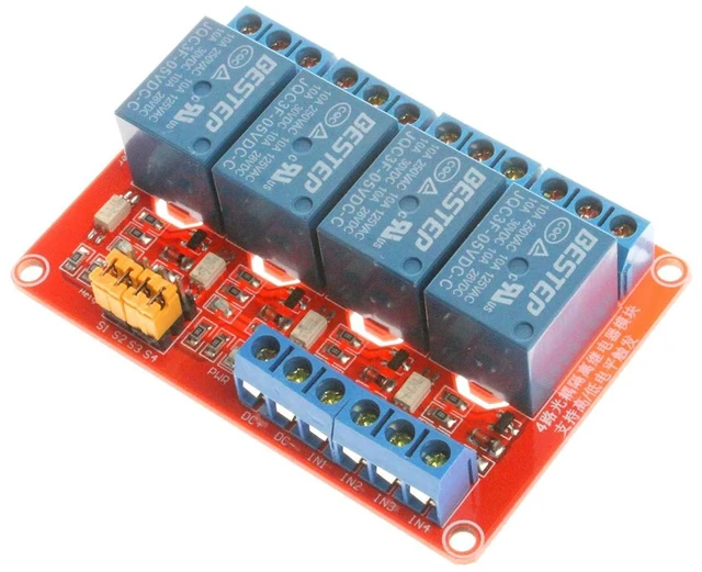 Alt view image 4 of 7 - 4-Channel Relay Module 5V 12V 24V High Low Level Trigger with Optocoupler Isolation Relay Load AC 250V 10A DC 30V 10A (DC 24, Red)