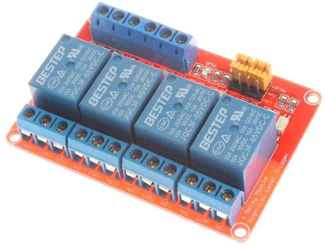 Alt view image 5 of 7 - 4-Channel Relay Module 5V 12V 24V High Low Level Trigger with Optocoupler Isolation Relay Load AC 250V 10A DC 30V 10A (DC 12V, Red)