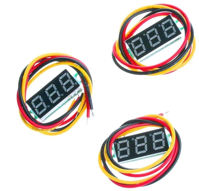 Alt view image 4 of 6 - 0.28 inches LED Ultra-Small DC Digital 0-100V Voltmeter 3-Wire Battery Voltage Tester Red Blue Yellow Green Four Colors Display 4.0-40 Volt Power Supply (Pack of 3)(Green)