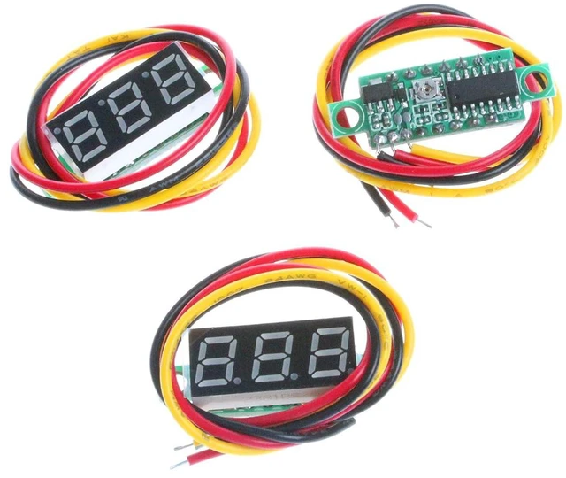 Alt view image 7 of 7 - 0.28 inches LED Ultra-Small DC Digital 0-100V Voltmeter 3-Wire Battery Voltage Tester Red Blue Yellow Green Four Colors Display 4.0-40 Volt Power Supply(Pack of 3) (Blue)