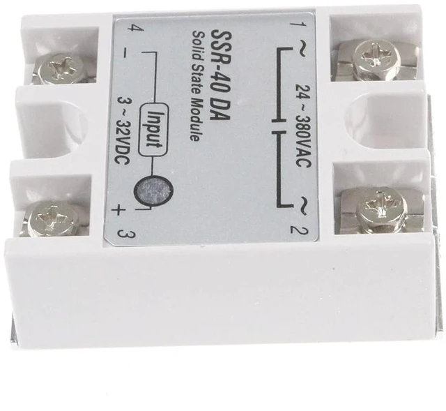 Alt view image 2 of 7 - SSR-40DA Solid State Relay Single Phase Semi-Conductor Relay DC Control AC Input 3-32V DC Control 24-380V AC