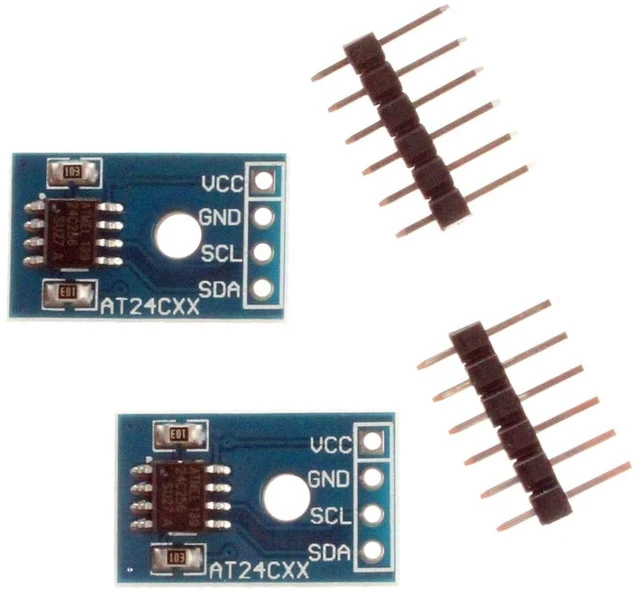 Alt view image 2 of 6 - AT24C256 EEPROM Memory Module IIC I2C Interface - MCU Development Accessories (Pack of 2) Blue
