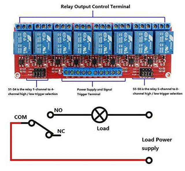 Alt view image 3 of 7 - 8-Channel Relay Module High Low Level Trigger with OPTO-Isolated Load DC 30V AC 250V 10A for PLC Automation Equipment Control Industrial Control (8 Channel 24V)