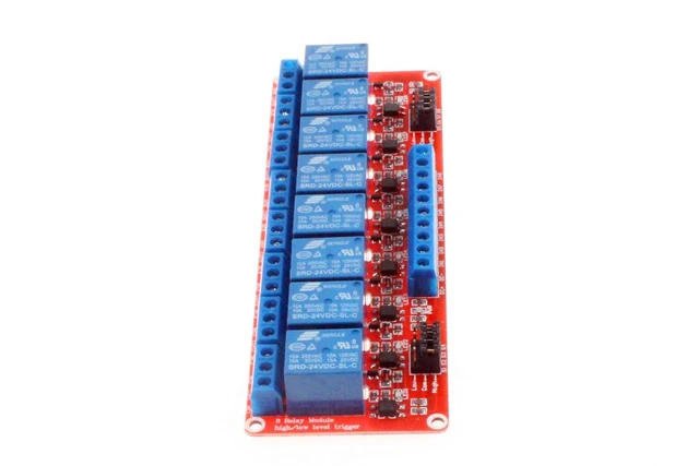 Alt view image 5 of 7 - 8-Channel Relay Module High Low Level Trigger with OPTO-Isolated Load DC 30V AC 250V 10A for PLC Automation Equipment Control Industrial Control (8 Channel 24V)