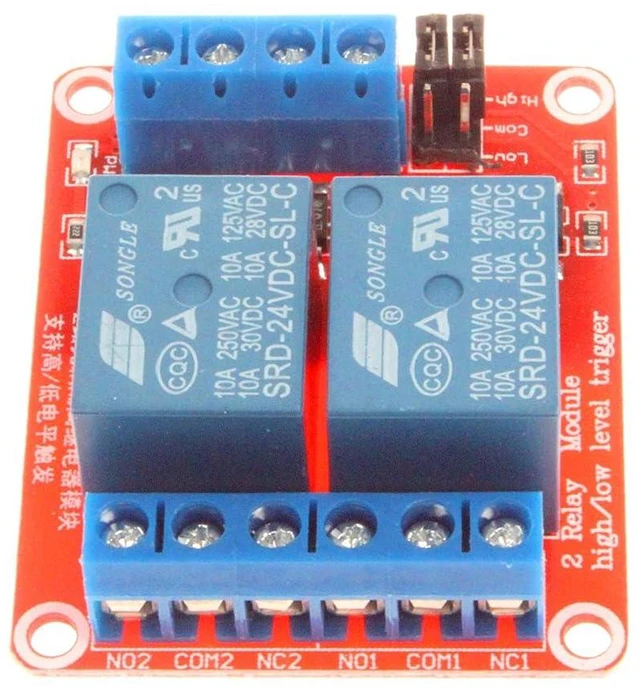 Alt view image 5 of 7 - 2 Channel Relay Module with Isolated Optocoupler 5V 12V 24V High Low Level Trigger Module Triggered (Pack of 2) (12V, Red)