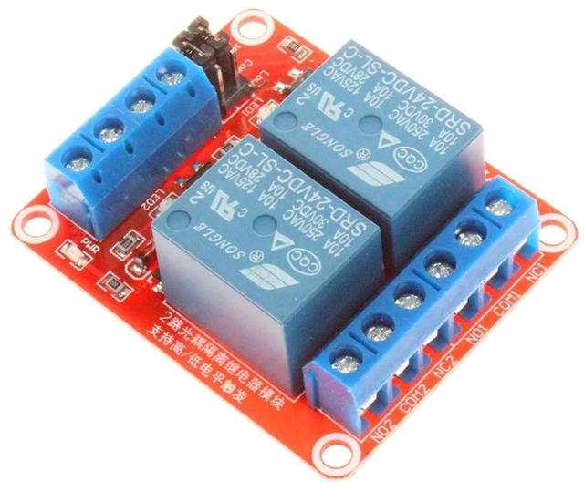 Alt view image 4 of 7 - 2 Channel Relay Module with Isolated Optocoupler 5V 12V 24V High Low Level Trigger Module Triggered (Pack of 2) (12V, Red)
