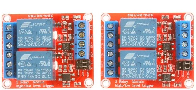 Alt view image 7 of 7 - 2 Channel Relay Module with Isolated Optocoupler 5V 12V 24V High Low Level Trigger Module Triggered (Pack of 2) (12V, Red)