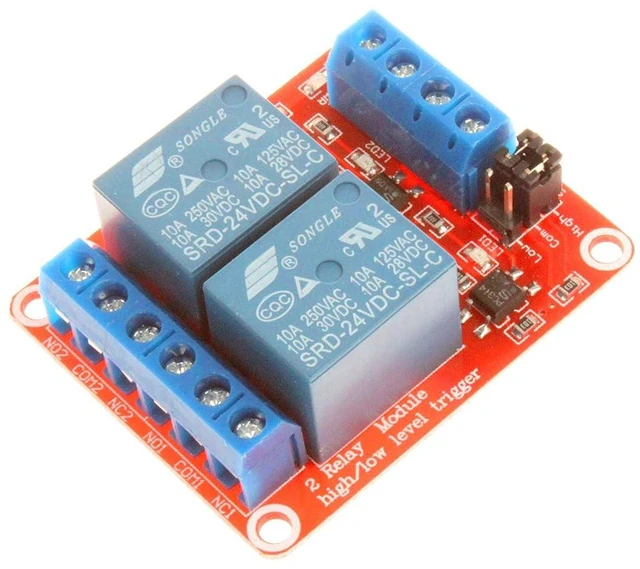 Alt view image 6 of 7 - 2 Channel Relay Module with Isolated Optocoupler 5V 12V 24V High Low Level Trigger Module Triggered (Pack of 2) (12V, Red)