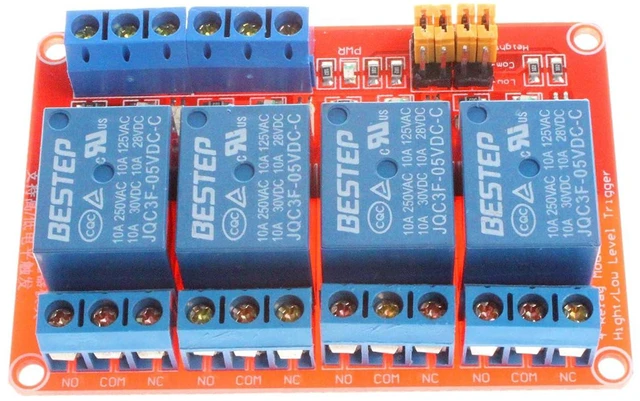 Alt view image 6 of 7 - 4-Channel Relay Module 5V 12V 24V High Low Level Trigger with Optocoupler Isolation Relay Load AC 250V 10A DC 30V 10A (DC 12V, Red)