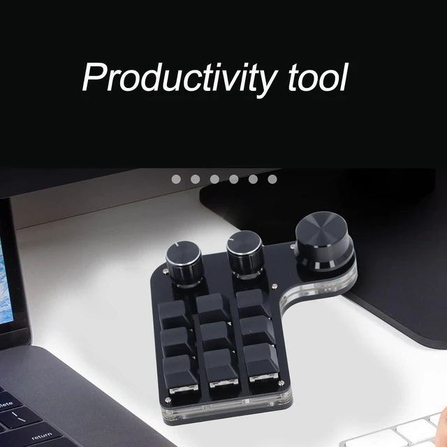 Alt view image 4 of 6 - Walfront USB Mini Macro Mechanical Gaming Keypad, 9 Keys 3 Knobs Customizable RGB Backlit Red Switch Programmable Keypad for PC Office Gaming