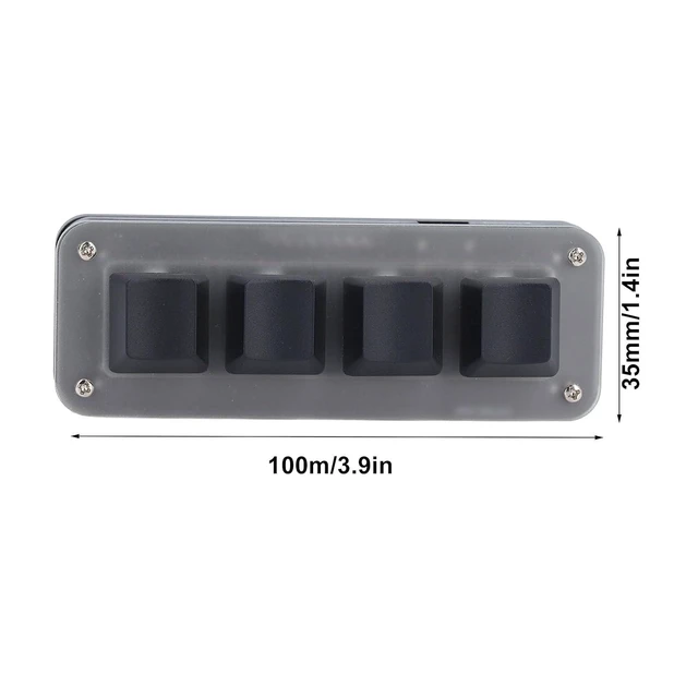 Alt view image 3 of 6 - Walfront 4-Key Programmable Mechanical Macro Pad, Red Switch USB-C