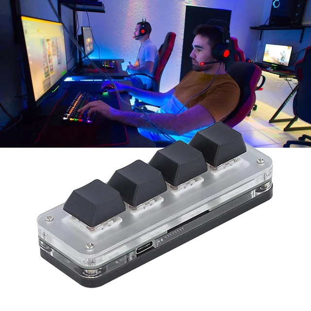 Alt view image 5 of 6 - Walfront 4-Key Programmable Mechanical Macro Pad, Red Switch USB-C