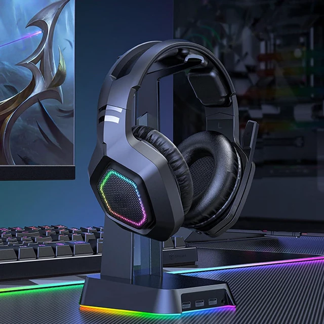 Alt view image 2 of 6 - Walfront Wire Less Gaming Headset ABS PC Gaming Headphone Active Noise Reduction Bluetooth and 3.5mm Wired Connection for PS 5 (Black)