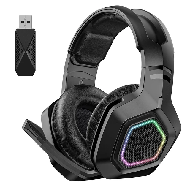 Alt view image 5 of 6 - Walfront Wire Less Gaming Headset ABS PC Gaming Headphone Active Noise Reduction Bluetooth and 3.5mm Wired Connection for PS 5 (Black)