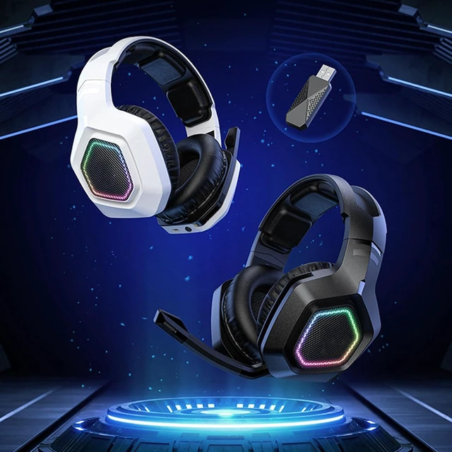 Alt view image 4 of 6 - Walfront Wire Less Gaming Headset ABS PC Gaming Headphone Active Noise Reduction Bluetooth and 3.5mm Wired Connection for PS 5 (Black)