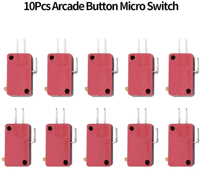 Alt view image 3 of 6 - Limit Switch 3 Pins SPDT Micro Switch for Arcade Game Push Button, Normally Open Close Momentary Snap Action Switch for DIY Replacement 10 Pcs