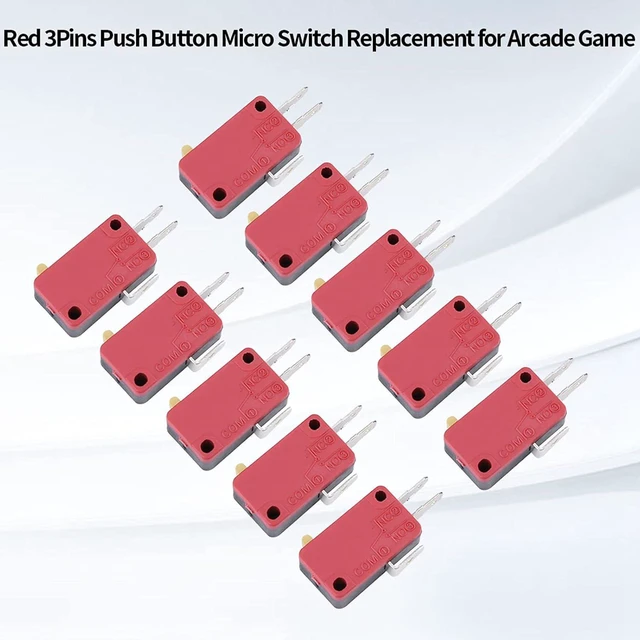 Alt view image 4 of 6 - Limit Switch 3 Pins SPDT Micro Switch for Arcade Game Push Button, Normally Open Close Momentary Snap Action Switch for DIY Replacement 10 Pcs