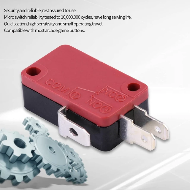 Alt view image 5 of 6 - Limit Switch 3 Pins SPDT Micro Switch for Arcade Game Push Button, Normally Open Close Momentary Snap Action Switch for DIY Replacement 10 Pcs