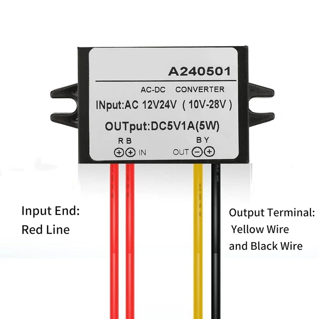 Alt view image 3 of 6 - Voltage Power AC 12V 24V to 5V DC Converter Voltage Regulator Power Module for Car Step Down Converter (1A)