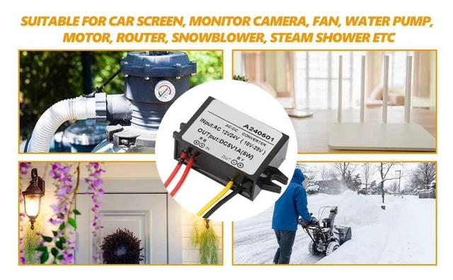Alt view image 6 of 6 - Voltage Power AC 12V 24V to 5V DC Converter Voltage Regulator Power Module for Car Step Down Converter (1A)
