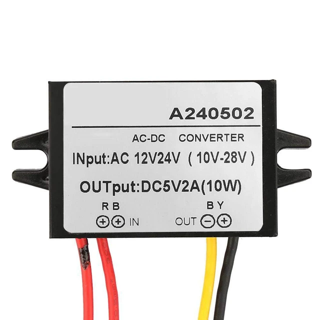 Alt view image 3 of 6 - AC 12V 24V to DC 5V Voltage Converter Regulator 2A Step Down Power Supply Module for Automotive Car Monitor Backup Camera Dash Cam LED Lights