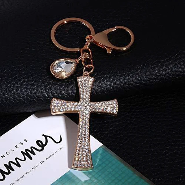 Alt view image 2 of 6 - Walfront Cross Rhinestone Keychain Charm Pendant Purse Bag Cute Crystal Key Holder Arts Craft Pendant Inspiration Key Ring Purse Charms for Handbags