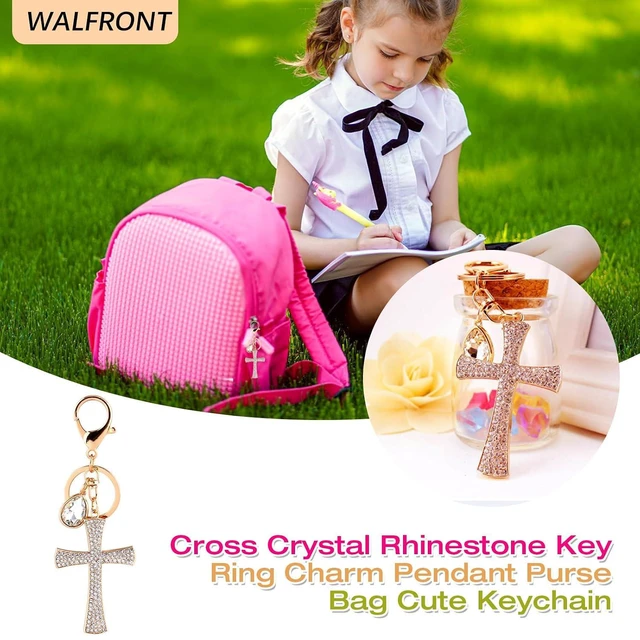 Alt view image 3 of 6 - Walfront Cross Rhinestone Keychain Charm Pendant Purse Bag Cute Crystal Key Holder Arts Craft Pendant Inspiration Key Ring Purse Charms for Handbags