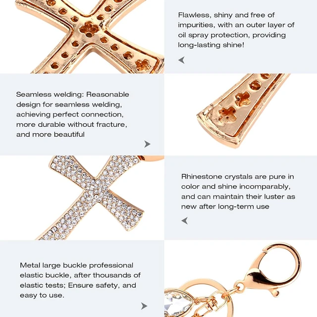 Alt view image 5 of 6 - Walfront Cross Rhinestone Keychain Charm Pendant Purse Bag Cute Crystal Key Holder Arts Craft Pendant Inspiration Key Ring Purse Charms for Handbags