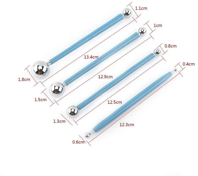 Alt view image 2 of 6 - Walfront 4 Pcs Modeling Ball Tools Double Ended 8 Ball Stainless Steel Dotting Modeling Tools Clay Indentation DIY Ceramics Pottery Carving Tool Embossing Sculpting Set