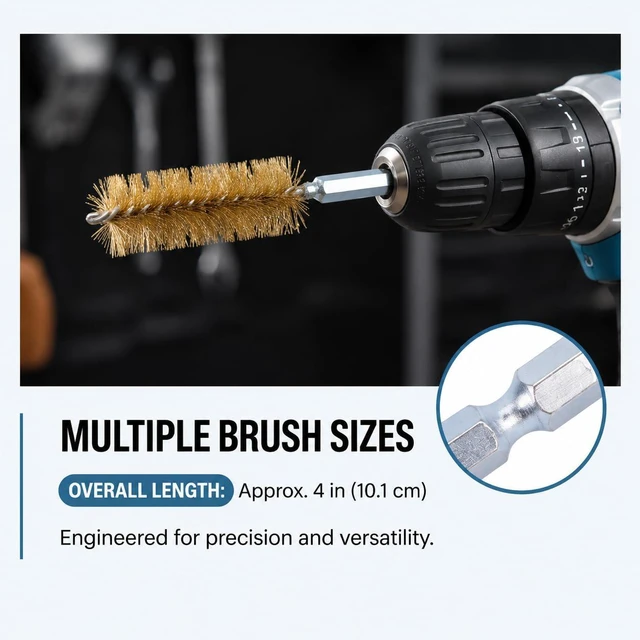 Alt view image 3 of 6 - Walfront 6PCS Nylon Bore Brush Cleaning Brush Set 1/4" Hex Shank for Drill Twisted Wire Cup Brush for Cleaning Holes Tubes Non-Scratch Cleaning for Automotive Welding (Yellow Copper)