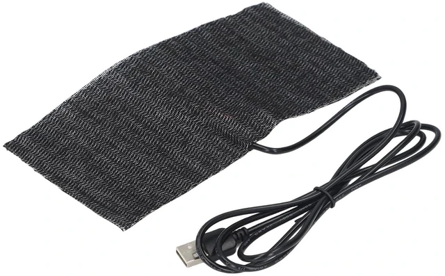 Main image of USB Heating Pad Heated Mat Electric Warming Mat Black USB Carbon Fiber Heating Mat 5V Pad Warm Blanket, Pouch 20 × 10 Cm
