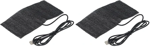 Main image of USB Heating Pad Heated Mat Electric Warming Mat Black USB Carbon Fiber Heating Mat 5V Pad Warm Blanket, Pouch 20 × 10 Cm (Pack of 2)