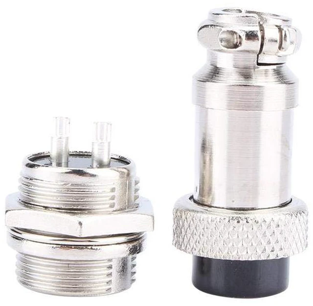 Alt view image 2 of 6 - GX16-2 Aviation Metal Screw Connector 2 Pin Male Female Plug for Plasma Cutters CNC Machines Electrical Socket with Solder Cups