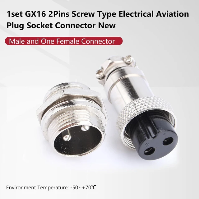 Alt view image 3 of 6 - GX16-2 Aviation Metal Screw Connector 2 Pin Male Female Plug for Plasma Cutters CNC Machines Electrical Socket with Solder Cups