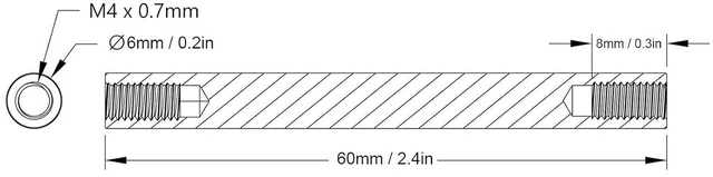 Alt view image 2 of 6 - 4PCs Aluminum Standoffs Round Tube Extension Support Round Sleeve Connector Rod Bar Stud Tube Nut M4 x 0.7mm Female Threads 60mm Length Robotics Accessories Round Coupling Nut