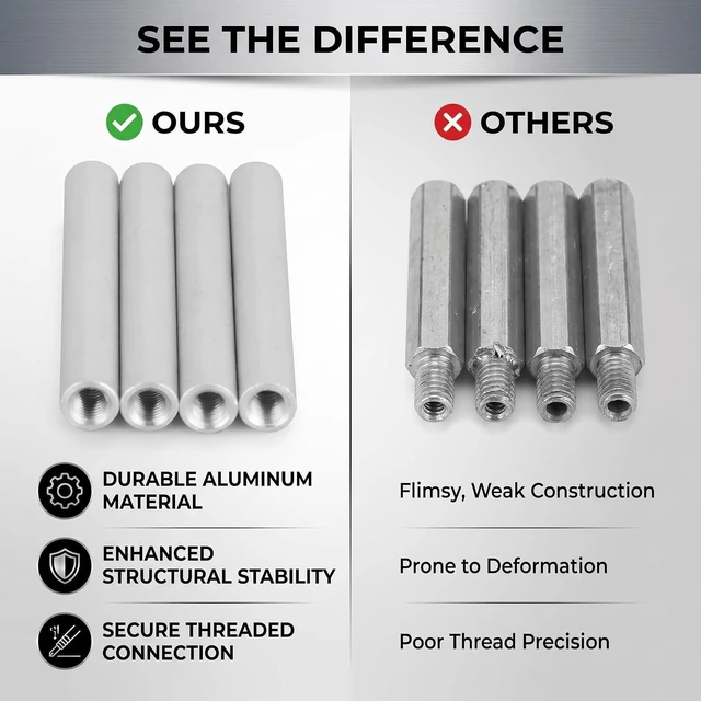 Alt view image 4 of 6 - 4PCs Aluminum Standoffs Round Tube Extension Support Round Sleeve Connector Rod Bar Stud Tube Nut M4 x 0.7mm Female Threads 60mm Length Robotics Accessories Round Coupling Nut