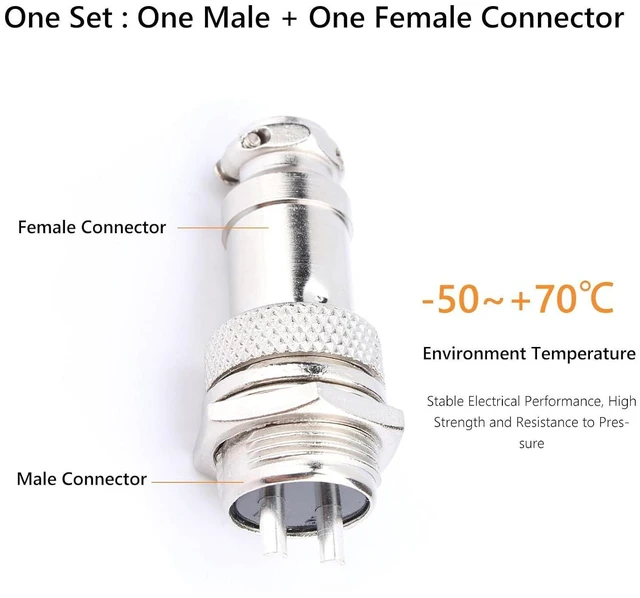 Alt view image 4 of 6 - GX16-2 Aviation Metal Screw Connector 2 Pin Male Female Plug for Plasma Cutters CNC Machines Electrical Socket with Solder Cups